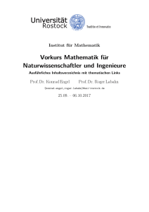 Vorkurs Mathematik für Naturwissenschaftler und Ingenieure