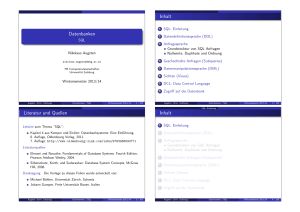 Datenbanken Inhalt Literatur und Quellen Inhalt