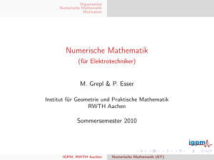 Numerische Mathematik - (für Elektrotechniker)
