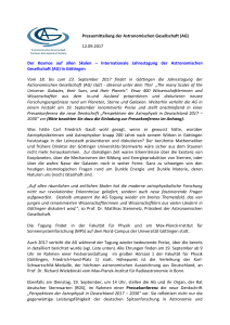 Pressemitteilung der Astronomischen Gesellschaft (AG) 12.09.2017