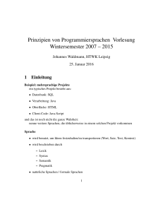 Prinzipien von Programmiersprachen Vorlesung