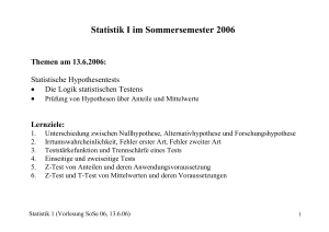 Statistik I im Sommersemester 2006