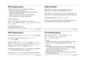 RSA Parameter Primzahlerzeugung RSA Kryptosystem RSA