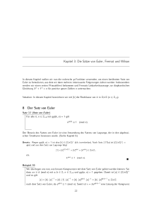 Kapitel 3: Die Sätze von Euler, Fermat und Wilson 8 Der Satz von