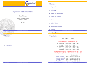 Cmputational Algorithmen und Datenstrukturen Übersicht Übersicht