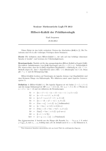 Hilbert-Kalkül der Prädikatenlogik - D-MATH