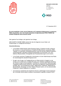 Rote-Hand-Brief zu Tredaptive® (Nikotinsäure/Laropiprant)