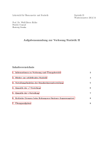 Aufgabensammlung zur Vorlesung Statistik II Inhaltsverzeichnis