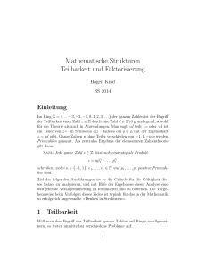 Mathematische Strukturen Teilbarkeit und Faktorisierung