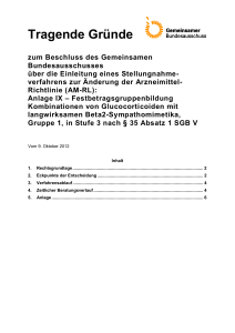 Tragende Gründe - Gemeinsamer Bundesausschuss