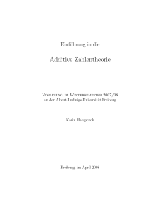 Additive Zahlentheorie