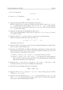 Übung Zahlentheorie, SS 2004 Blatt 2 9. Sei n ∈ . Zeigen Sie