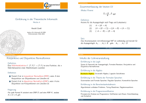 Einführung in die Theoretische Informatik Zusammenfassung der