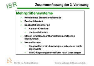 Zusammenfassung der 3. Vorlesung Mehrgrößensysteme