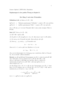 1 Lineare Algebra I, HWS 2014, Mannheim Ergänzungen in der