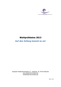 Wahlprüfsteine 2013 Auf den Anfang kommt es an!