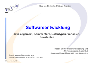 Softwareentwicklung Java allgemein, Kommentare, Datentypen