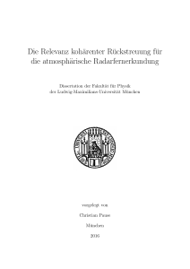 Die Relevanz kohaerenter Rueckstreuung fuer die atmosphaerische