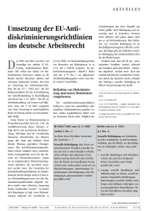 Umsetzung der EU-Anti- diskriminierungsrichtlinien ins deutsche