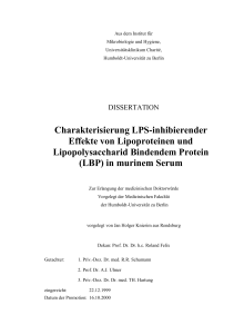 Charakterisierung LPS-inhibierender Effekte von Lipoproteinen und