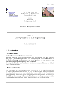 Erzeugung hoher Gleichspannung 1 Organisation