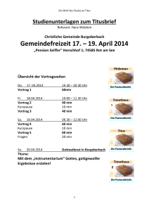 Gemeindefreizeit 17. – 19. April 2014