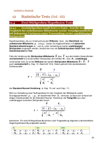 Kap. 12 weiter (Teil III): Statistische Hypothesen