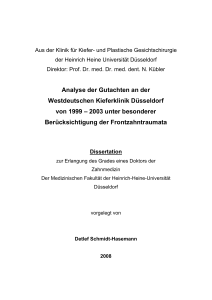 Analyse der Gutachten an der Westdeutschen Kieferklinik