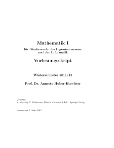 Mathematik I Vorlesungsskript