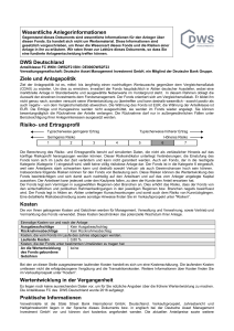 Wesentliche Anlegerinformationen DWS Deutschland Ziele und