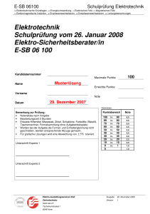 Elektrotechnik Schulprüfung vom 26. Januar 2008 Elektro