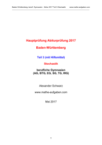 Hauptprüfung Abiturprüfung 2017 Baden - Mathe