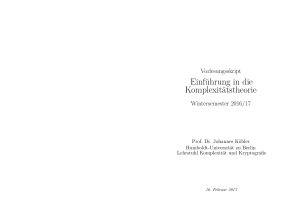 Einführung in die Komplexitätstheorie - Humboldt