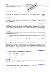 Matrikelnummer: Klausur Algorithmen I, 27.07.2010 Blatt 1 von 16