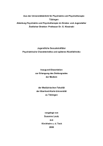 Aus der Universitätsklinik für Psychiatrie und Psychotherapie