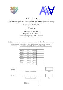 Informatik I Einführung in die Informatik und Programmierung