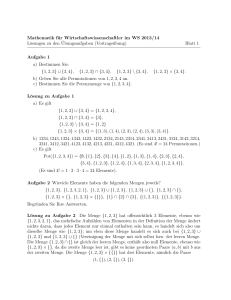 Mathematik für Wirtschaftswissenschaftler im WS 2013/14 Lösungen
