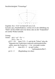 Steckbriefaufgabe "Firmenlogo" Gegeben: f(x) = 0,5x² im Intervall