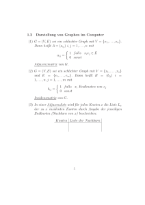 1.2 Darstellung von Graphen im Computer (1) G = (V,E) sei ein