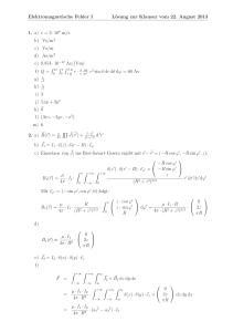 Elektromagnetische Felder I Lösung zur Klausur vom 22. August