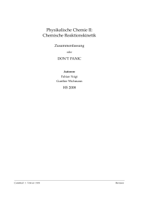 Physikalische Chemie II: Chemische Reaktionskinetik