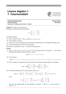 Lineare Algebra 1 7. Tutoriumsblatt