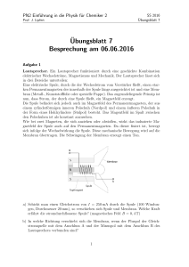 PN2 Einführung in die Physik für Chemiker 2: Übungsblatt 7