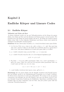 Kapitel 2 Endliche Körper und Lineare Codes