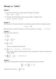 Ubungen zu ”Zahlen” - Mathematik, TU Dortmund