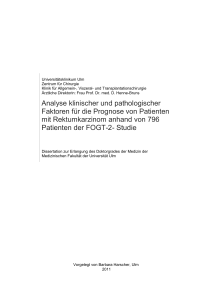 Analyse klinischer und pathologischer Faktoren für die Prognose