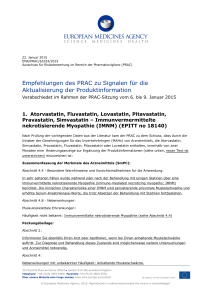 PRAC recommendations for PI update - Jan 2015 - DE