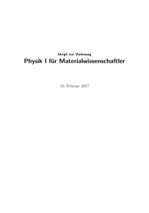 Physik I für Materialwissenschaftler