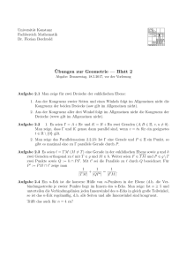 Ubungen zur Geometrie — Blatt 2 - Fachbereich Mathematik und