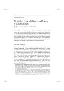 Történelem és pszichológia - oral history és pszichoanalízis